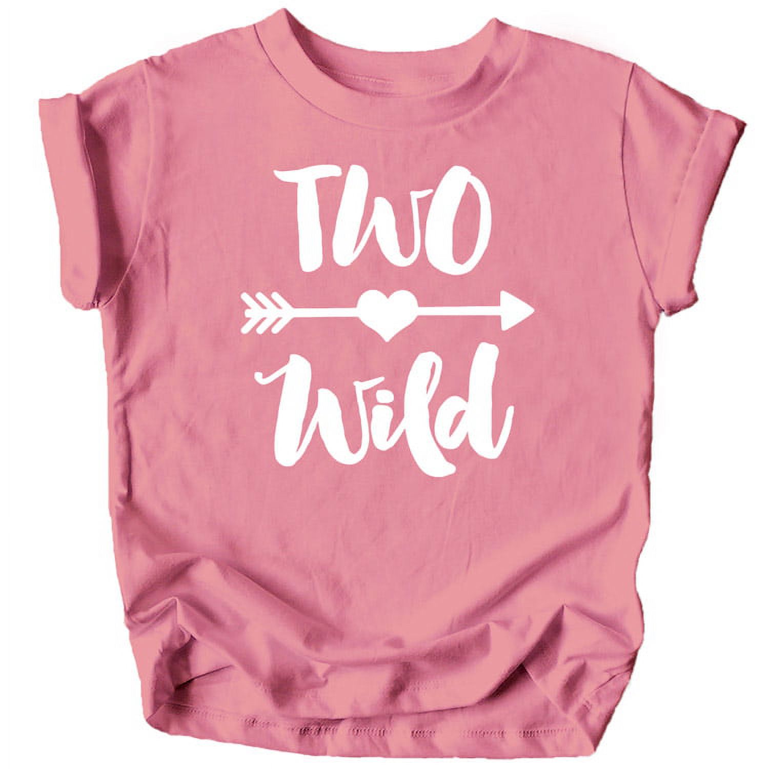 Two Wild 2nd Birthday Girls Shirt for Toddler Girls Second Birthday Outfit White on Mauve Shirt 3T